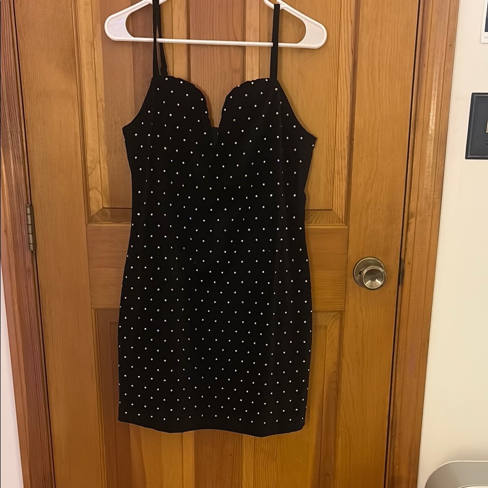 Michael Kors Black Bodycon Mini Dress Spaghetti Strap
